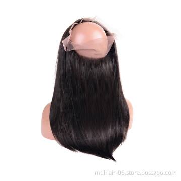 360 Lace Frontal Closure Straight Human Hair, Brazilian Virgin Human Hair Extensions Cuticle Aligned Lace Frontal 360